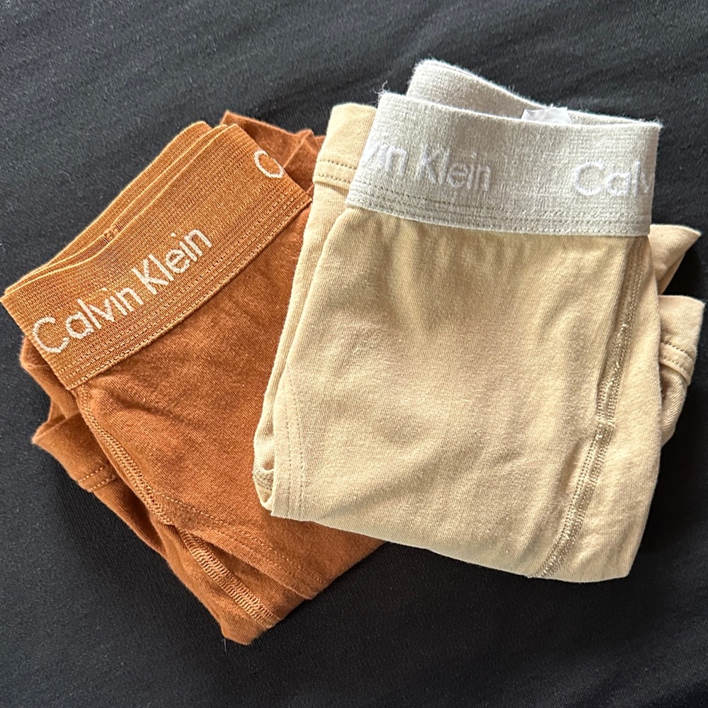 Calvin Klein Kids 2-Pack Stretch Jersey Pants in Rust and Khaki